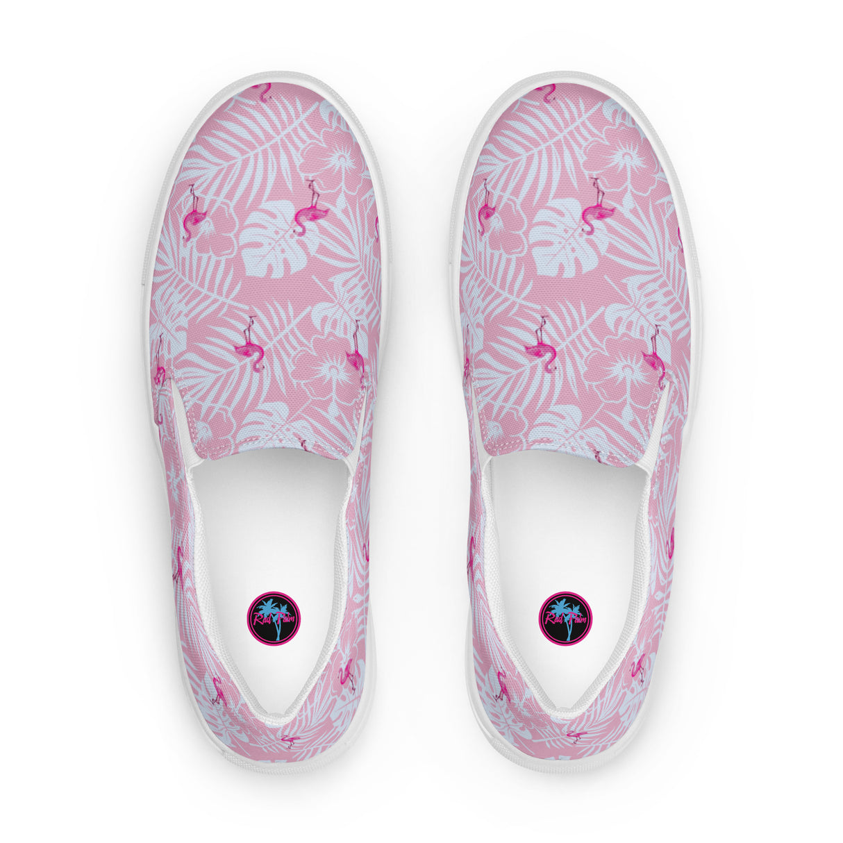 Rad Palm Party Like A Flockstar Pink Women’s Slip-On Canvas Shoes