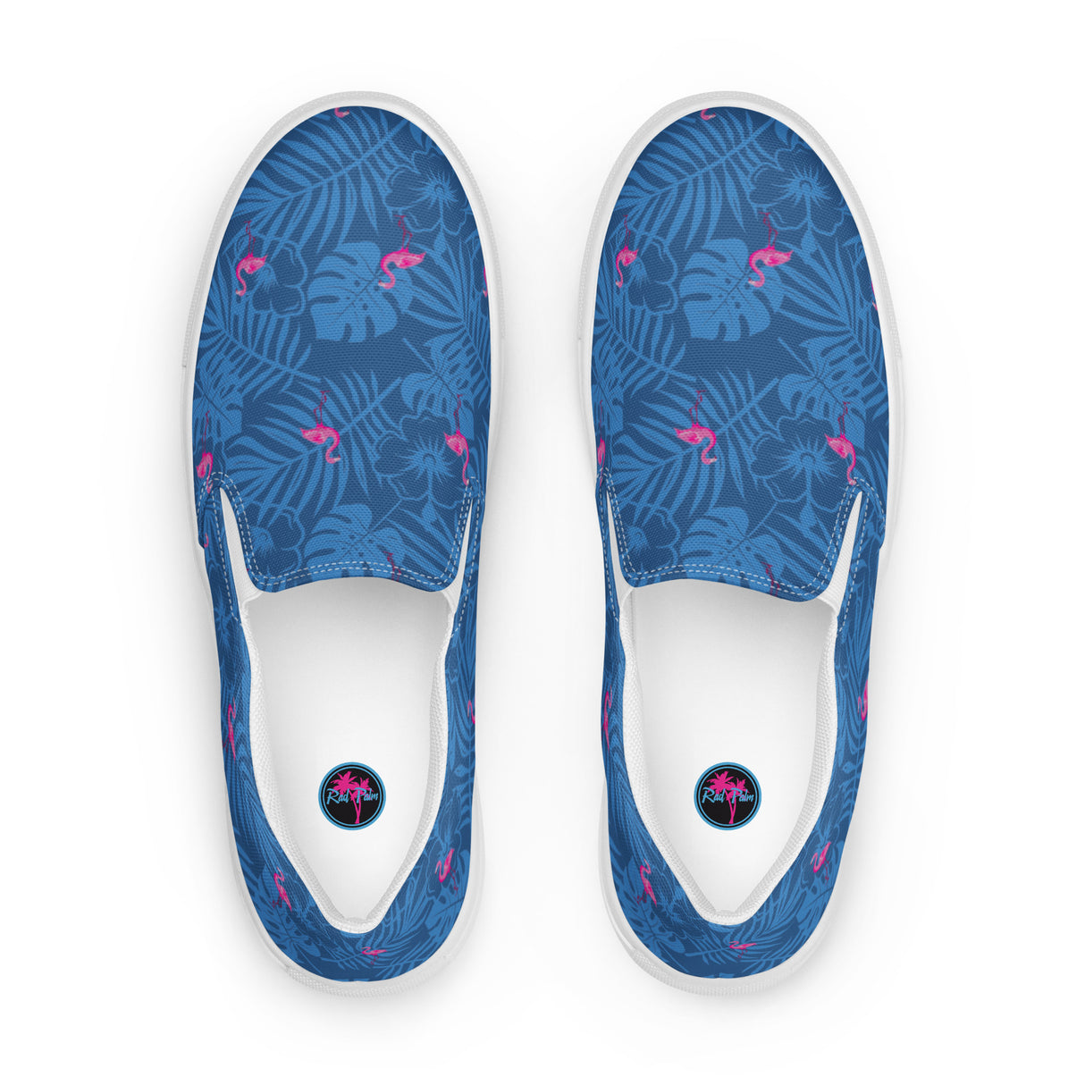 Rad Palm Party Like A Flockstar Blue Women’s Slip-On Canvas Shoes