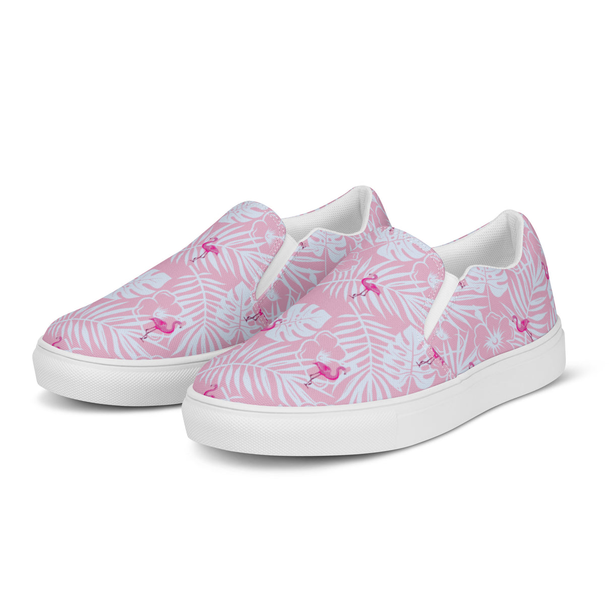 Rad Palm Party Like A Flockstar Pink Women’s Slip-On Canvas Shoes