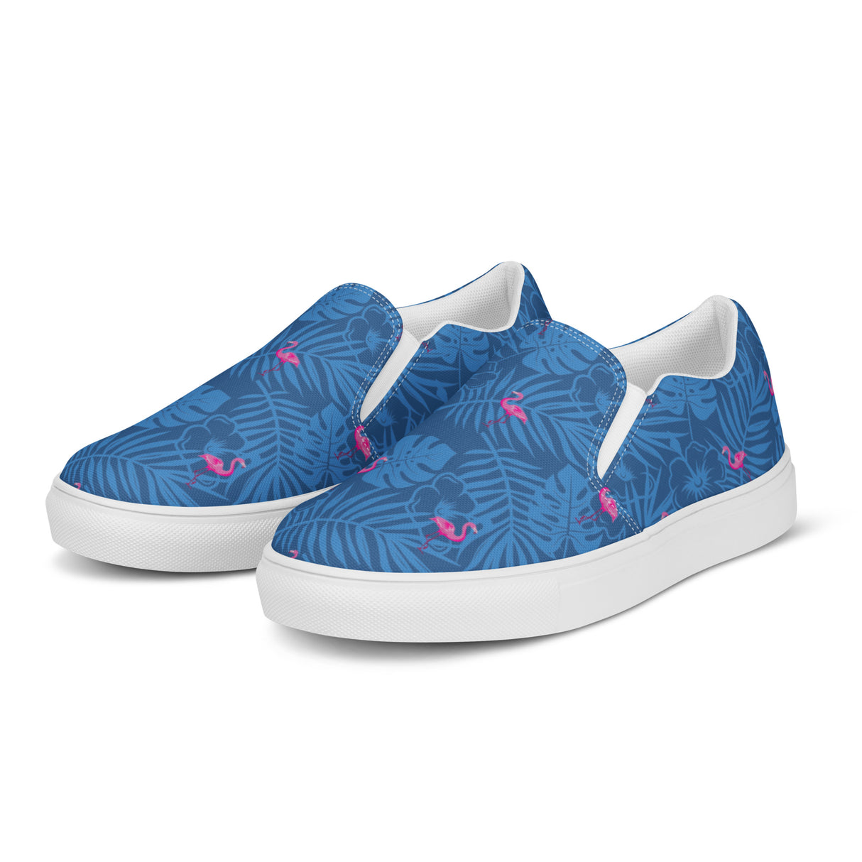 Rad Palm Party Like A Flockstar Blue Women’s Slip-On Canvas Shoes