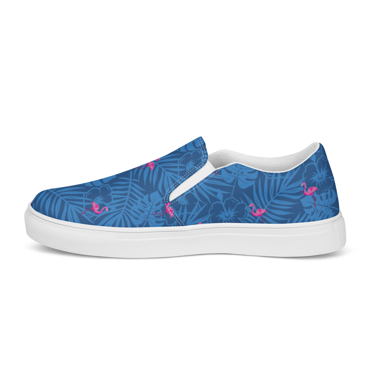 Rad Palm Party Like A Flockstar Blue Women’s Slip-On Canvas Shoes