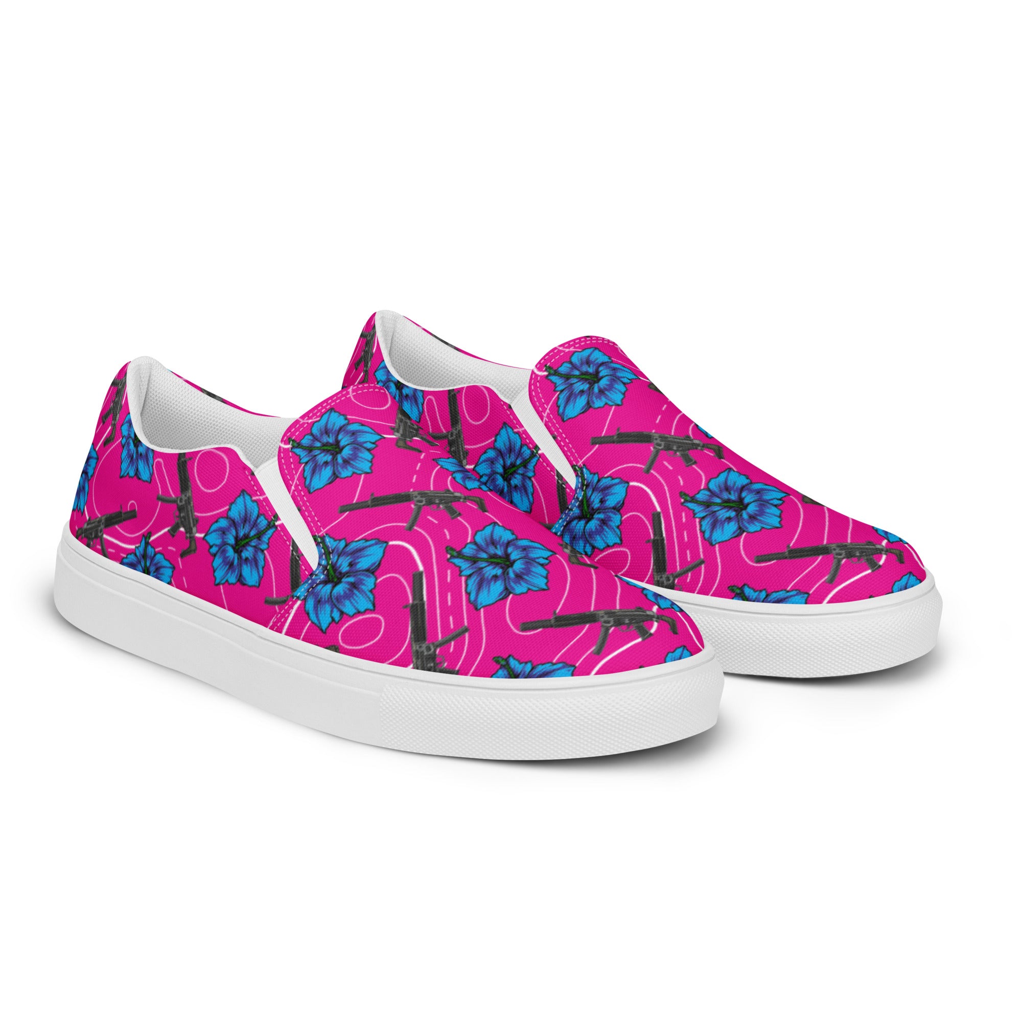 Rad Palm High Capacity Hibiscus Women's Slip On Canvas Shoes