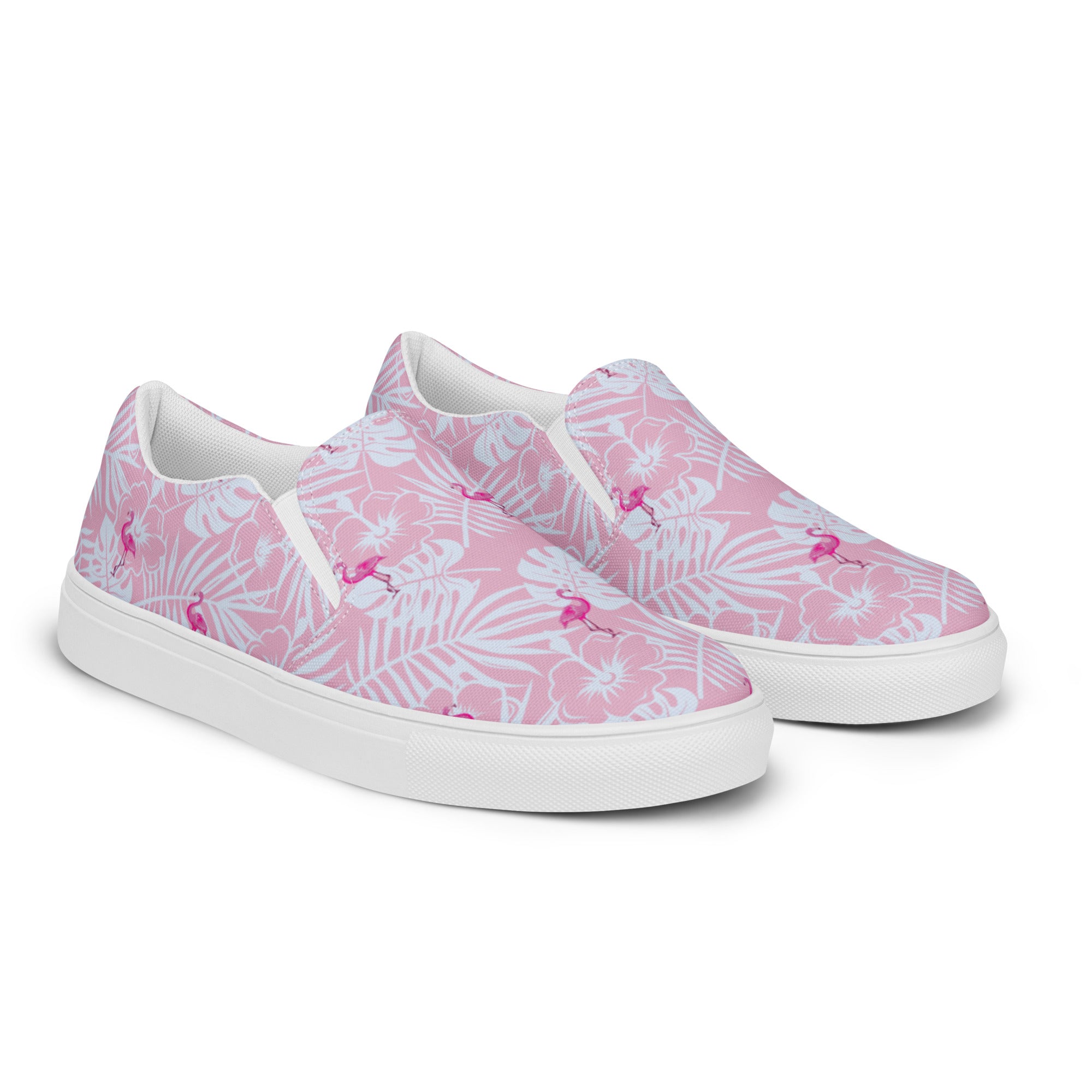 Rad Palm Party Like A Flockstar Pink Women’s Slip-On Canvas Shoes