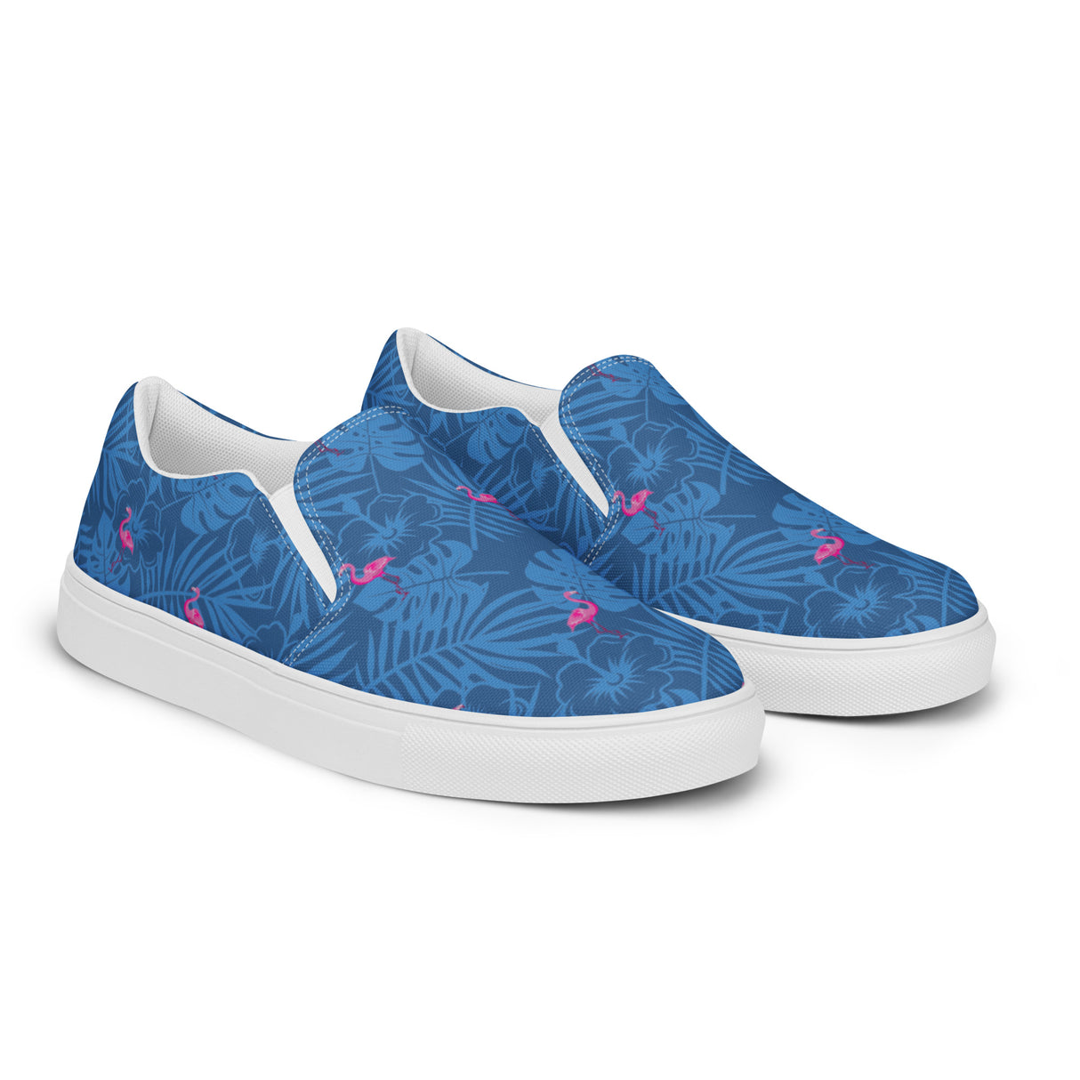 Rad Palm Party Like A Flockstar Blue Women’s Slip-On Canvas Shoes