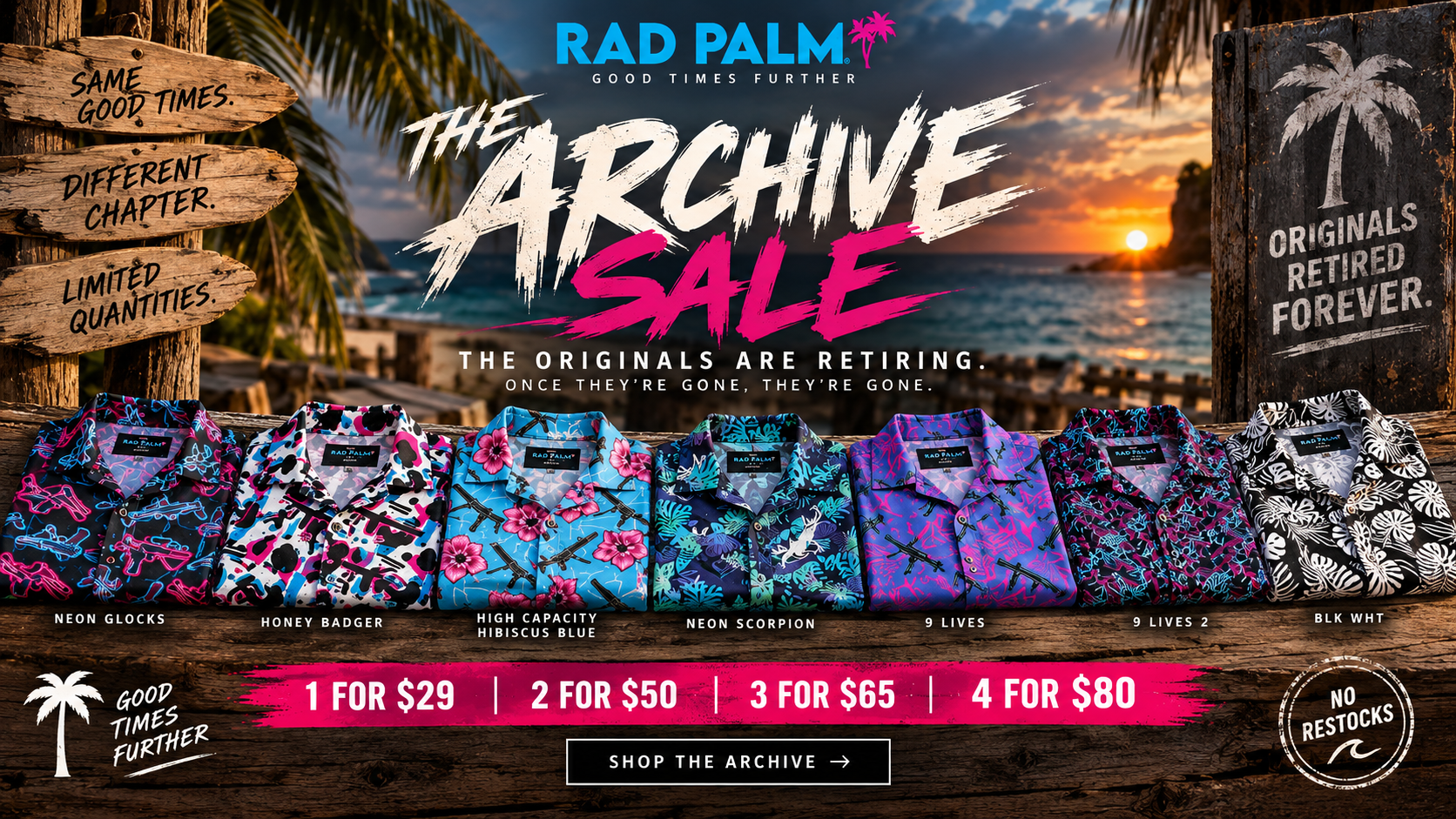 Rad Palm Archive Sale: button-down shirts from $29 with multi-buy pricing
